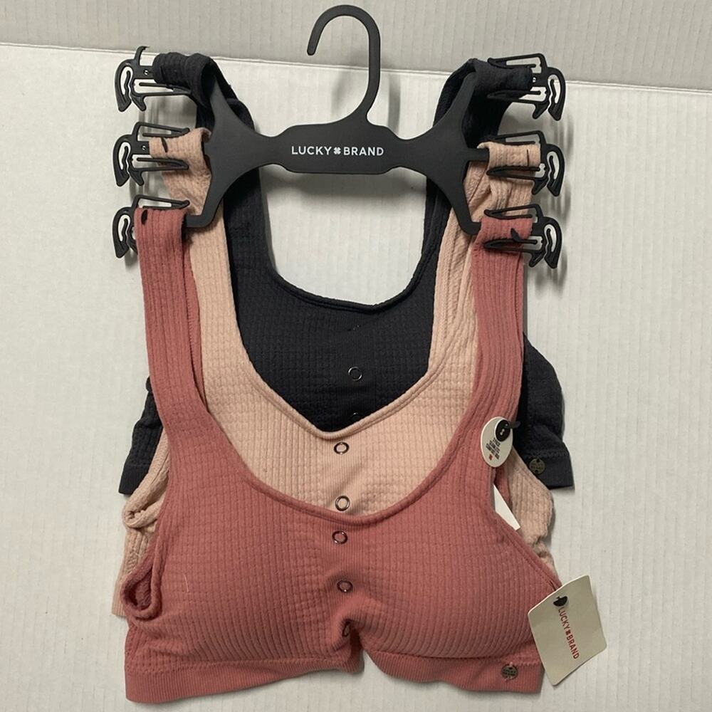 Lucky Brand 3-pack super soft ribbed scoop seamless comfort lounge sports bras